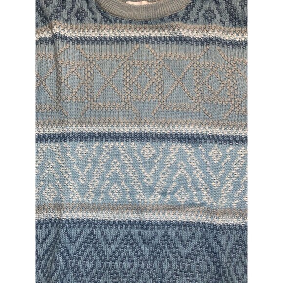 Vtg 1990 Saturdays NYC Mens Nordic Geometric Pattern Blue Ski Sweater Mens Large - Picture 2 of 5